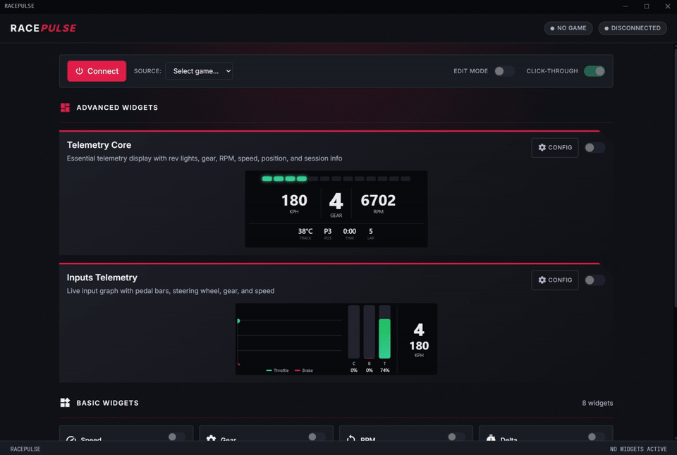 RacePulse application preview